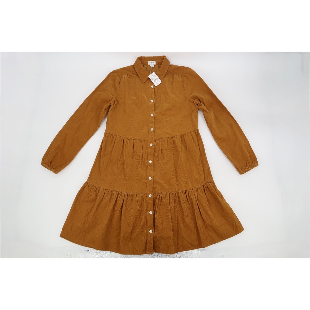 J. CREW Factory Brown Corduroy Collared‎ Mini Button Down Shirt Dress Size US 2